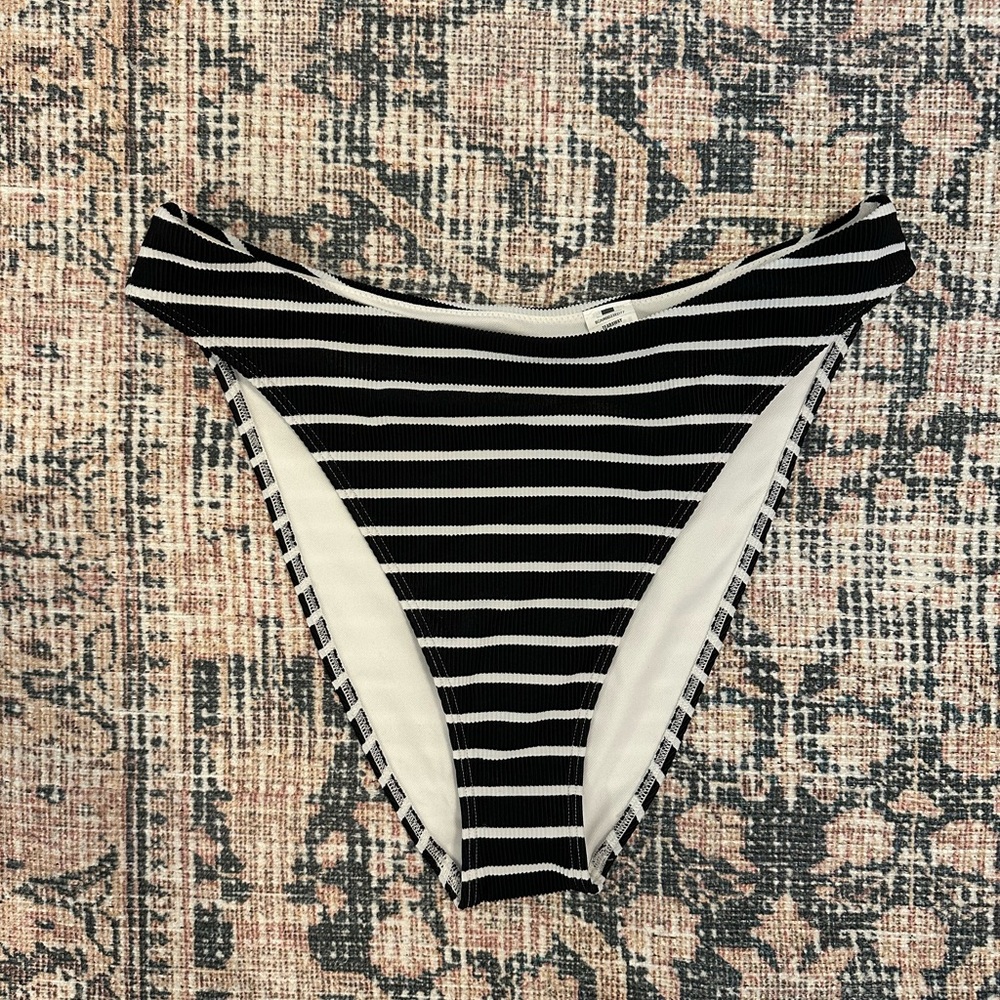 Abercrombie & Fitch Black and White Striped Bikini Bottom